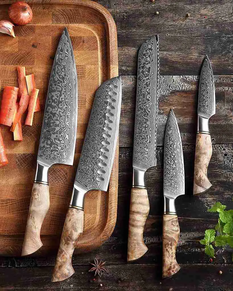 HEZHEN 5PC Butcher Kitchen Knives Set-Durable