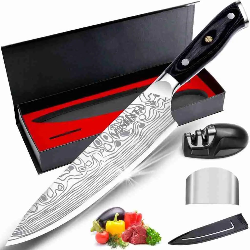 Professional chef knife for mincing, dicing, chopping and slicing