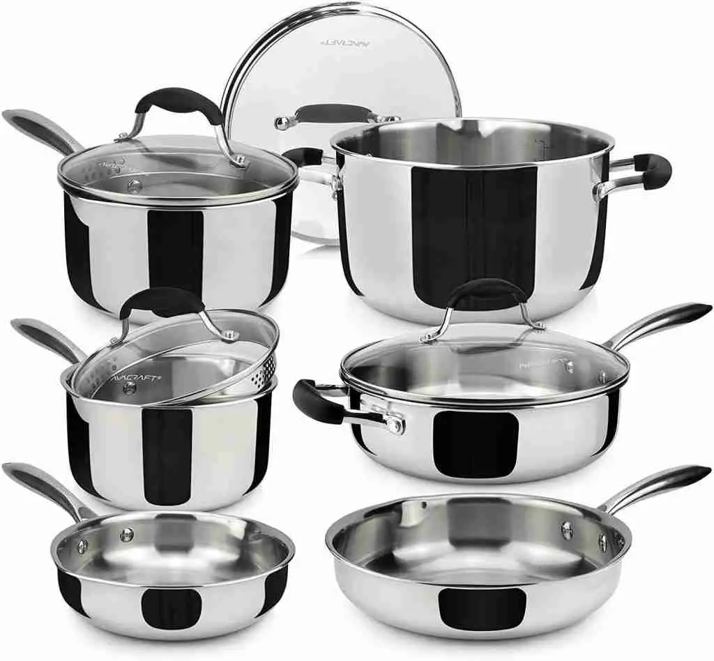 Avacraft 18/10 stainless steel safe cookware set 