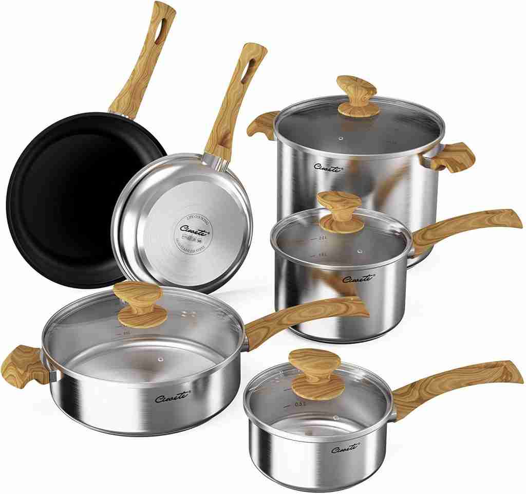 Ciwete 18/10 Professional stainless steel cookware set for all cooktops including induction