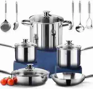 Homi Chef Nickel free 18/10 stainless steel cookware set