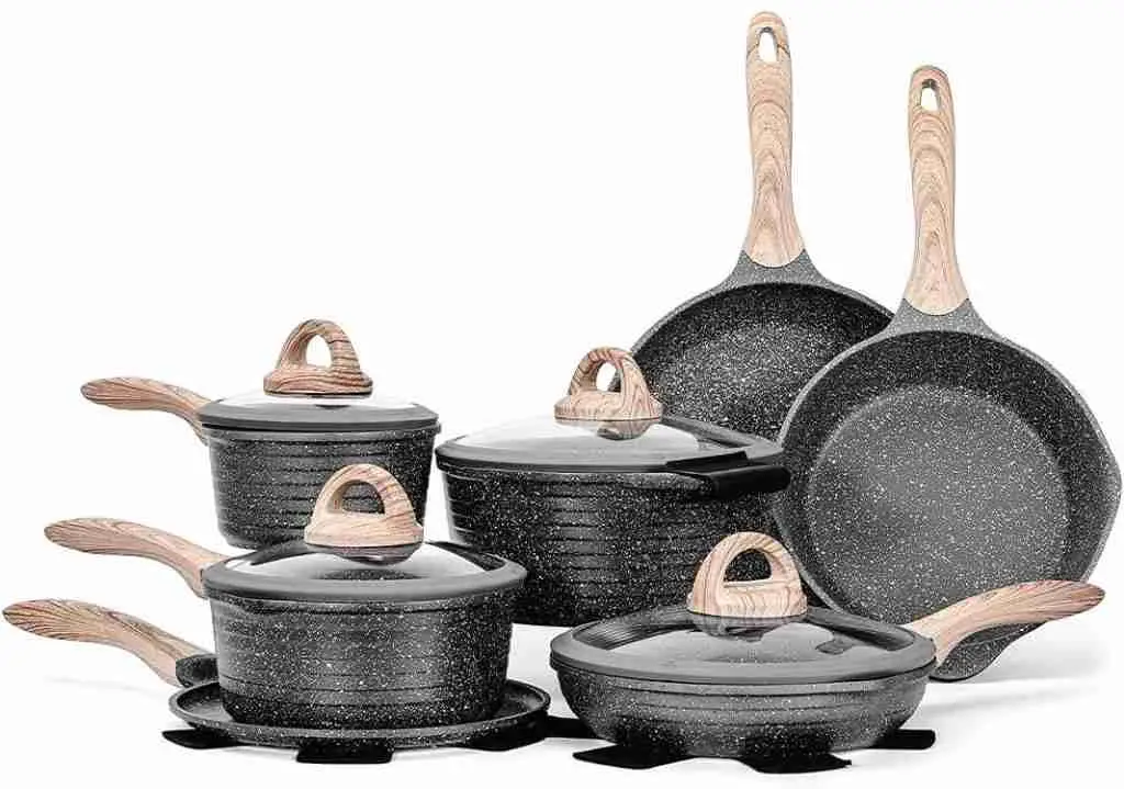 JEETEE Kitchen Pots and Pans Set Nonstick, Induction Granite Coating Cookware Sets