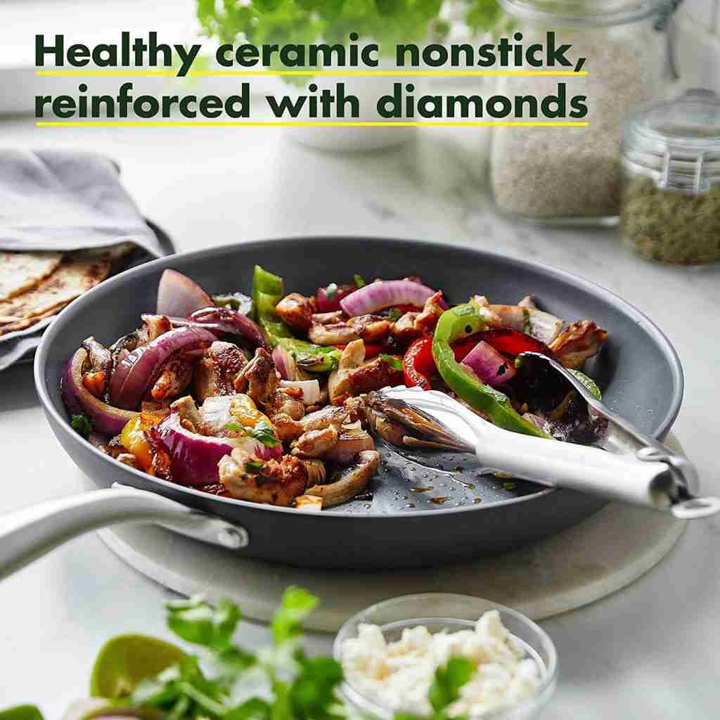 GreenPan Hard Anodized Healthy Ceramic Nonstick 8" 10" and 12" Frying Pan Skillet Set, PFAS-Free, Oven Safe.