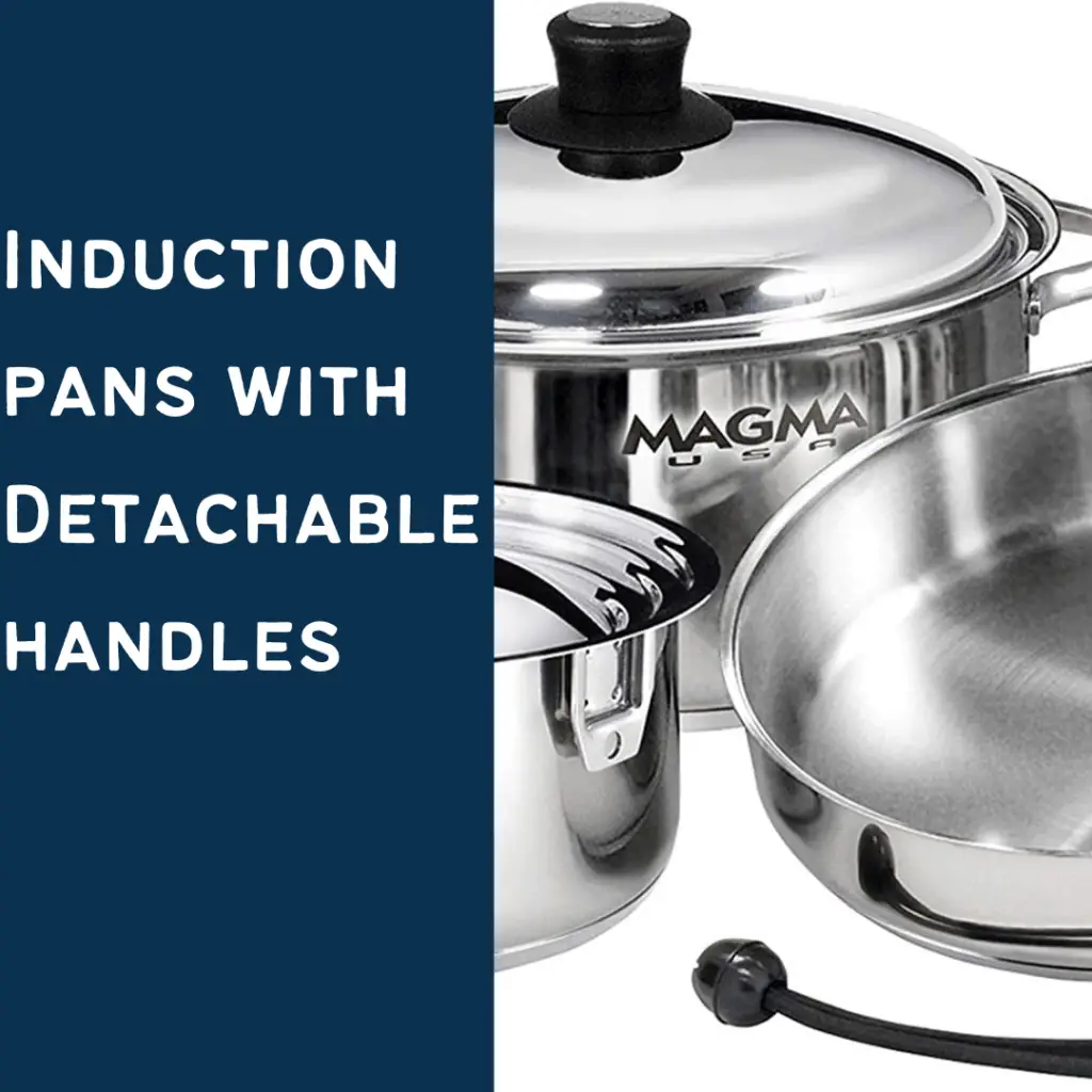 induction stackable pans with detachable handles
